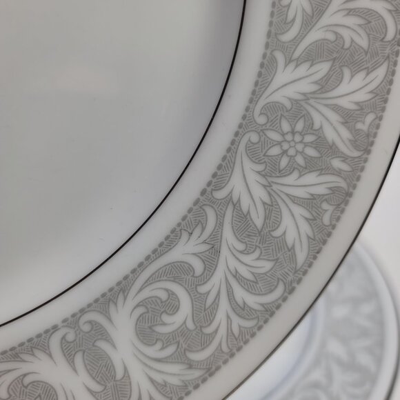FOUR Imperial China Whitney Dinner Plates White Gray Band Leaf Scrolls W. Dalton - Picture 9 of 15